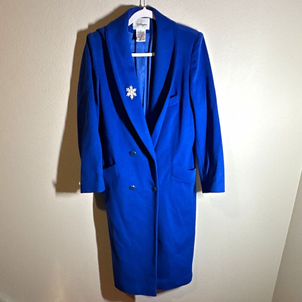Worthington Women’s Blue Long Double-Breasted Lined Overcoat Size 6